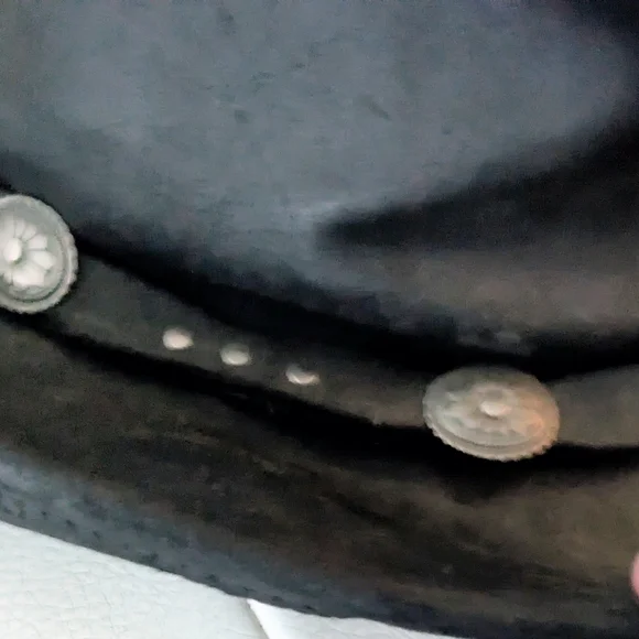 Minnetonka The Silverton Hat Black Leather Silver Concho Embellishments XL - Picture 3 of 13